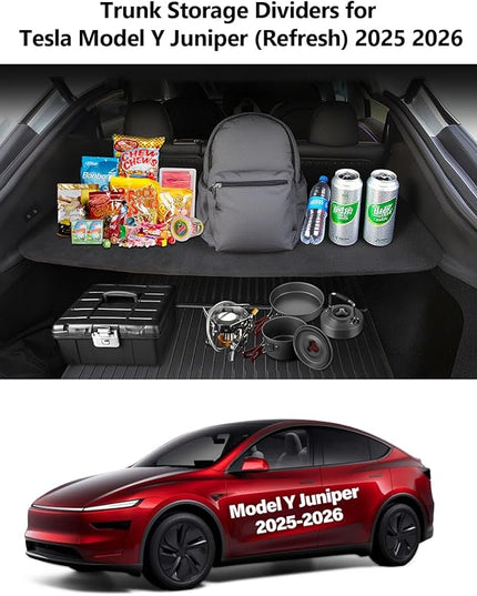 for Tesla Trunk Cargo Cover Model Y Juniper 2025 2026 Trunk Storage Board Model Y Accessories Storage Dividers Layered Partition Board Shield Shade Anti-Spy Luggage Privacy