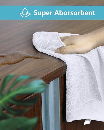 HOMEXCEL White Microfiber Cleaning Cloth, 8 Pack Cleaning Towels for Kitchen, Lint Free, Scratch-Free, Highly Absorbent, and Reusable Cleaning Rags for House, Window and Glass, Cars, 11.5 X11.5 inch
