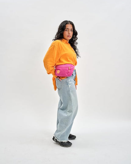 Baboon to the Moon Fanny Pack Full Size 3L Water Repellent Waist Bag Crossbody Belt Bag Lightweight Travel Everyday Bag for Men Women, Raspberry Fizz
