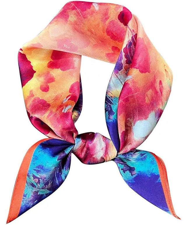 ANDANTINO 100% Mulberry Silk Scarf -21” Lightweight Square Neckerchief – Breathable Digital Printed Scarves with Gift Packed