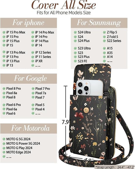 Cute Small Crossbody Purse Cell Phone Bags for Women - Leather Cellphone Wallet Purse with Shoulder Strap