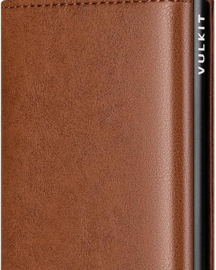 VULKIT Pop up Card Wallet Minimalist Cash Wallets RFID Blocking Leather Smart Credit Card Holder with ID window for Men(Brown)