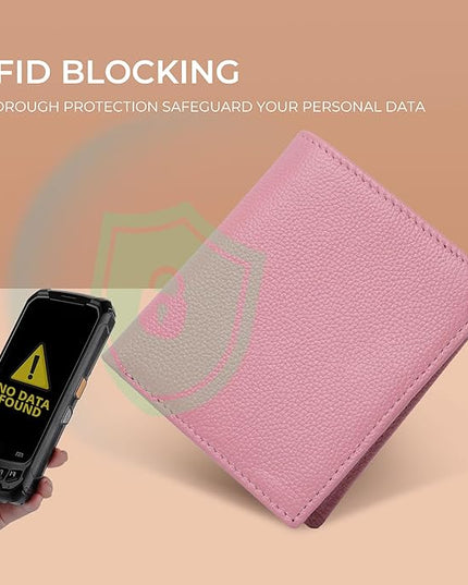 Bveyzi Ultra Slim Small RFID Wallet for Women, Leather Tiny Thin Bifold Pocket Ladies Wallet