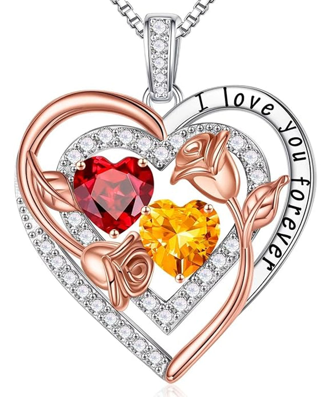 Iefil Christmas Gifts for Women - Sterling Silver Birthstone Necklace Anniversary Birthday Gifts for Her Wife Mom Daughter