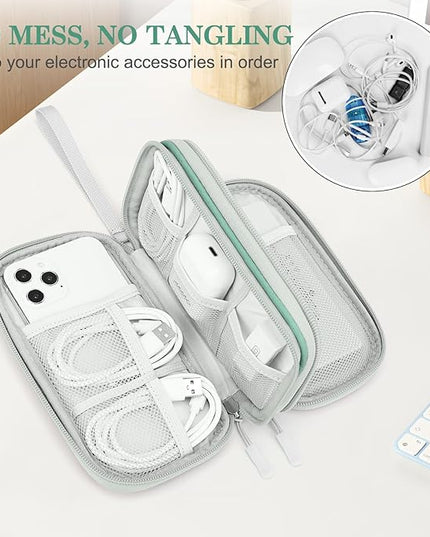 FYY Electronic Organizer, Travel Cable Organizer Bag Pouch Electronic Accessories Carry Case Portable Waterproof Double Layers All-in-One Storage Bag for Cable, Cord, Charger, Phone,-Pattern Green