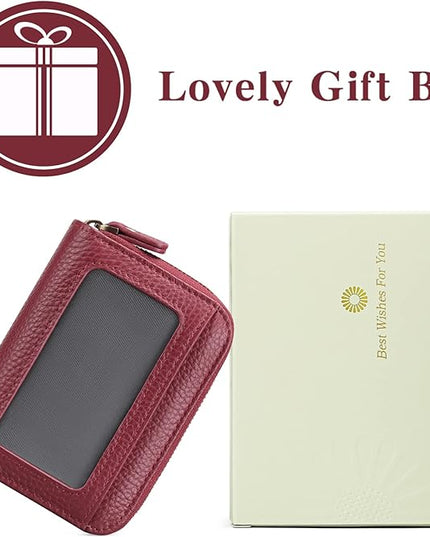 GOIACII Small Genuine Leather Wallet for Women, RFID Blocking Credit Card Holder Wallet