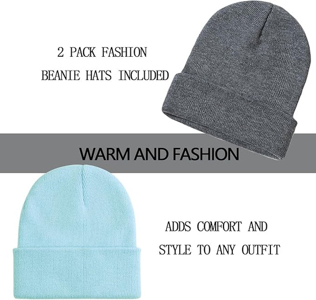 ZOORON 1&2 Pack Beanie for Men Women Slouchy Beanie Hats Winter Knit Caps Soft Ski Hat Unisex