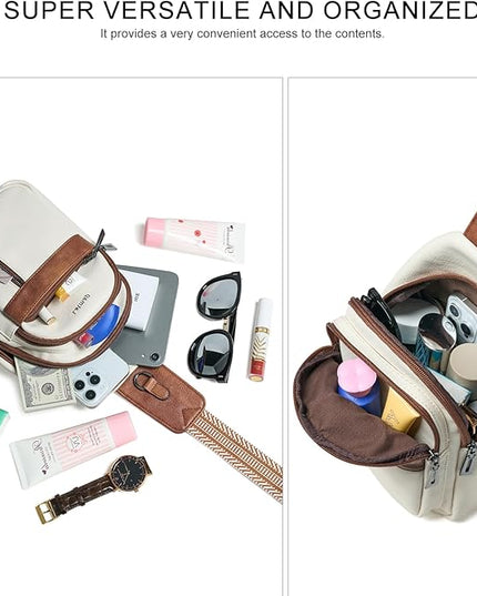 7L Sling Bag For Women Men Backpack Fanny Pack Crossbody Chest Travel Shoulder Belt Bags Purse Handbag PU Leather