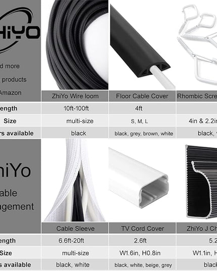 6.6ft - 4/5 inch White Cable Sleeve, Cable Organizer for Desk PC TV Computer, Wire Protector Cable Wrap Cover, Cord Management for Home Office