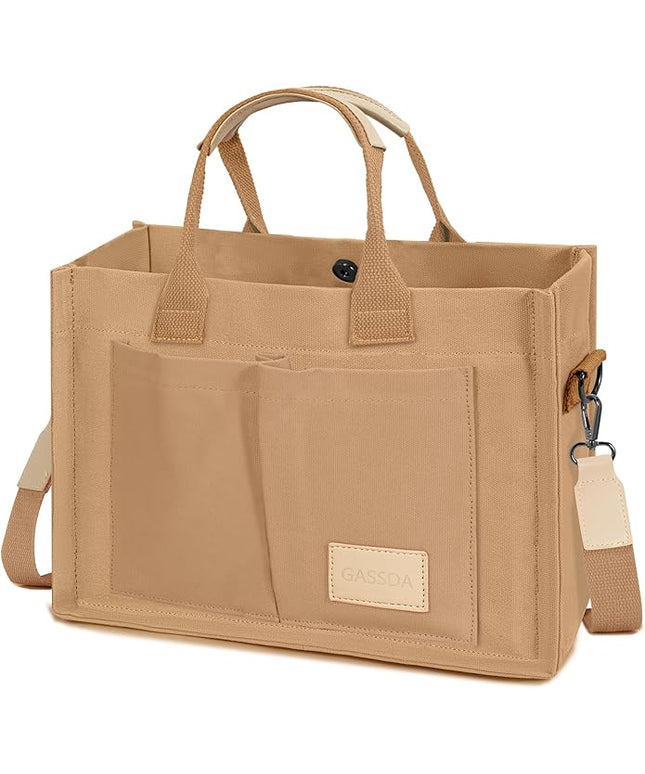 Canvas Tote Bag for Women Crossbody Work Purse with Pockets Top Handle Handbag Satchel Bags for Travel Nurse Teacher