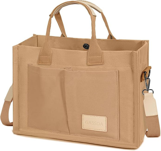 Canvas Tote Bag for Women Crossbody Work Purse with Pockets Top Handle Handbag Satchel Bags for Travel Nurse Teacher