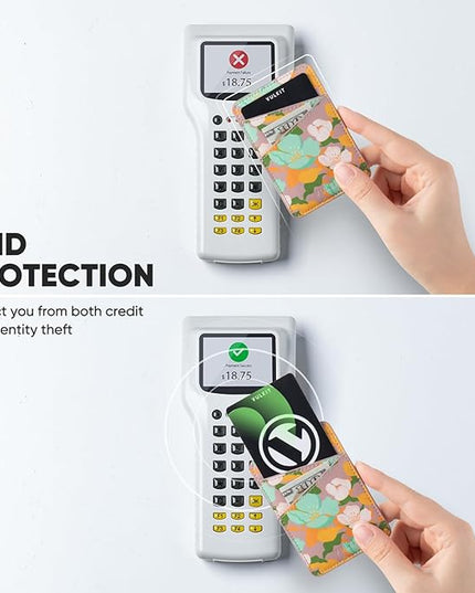 VULKIT Phone Card Holder Wallet Leather Adhesive Pocket RFID Blocking Credit Card Sleeves Stick Back of Phone Smartphones