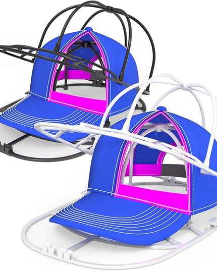YEENOR Hat Washer Cage for Washing Machine - Baseball Cap Cleaner Rack, Ball Cap Washing, Dishwasher Safe, Perfect for Cleaning and Protecting Hats in Dishwasher (White/Black 2 Pack (Assembly))