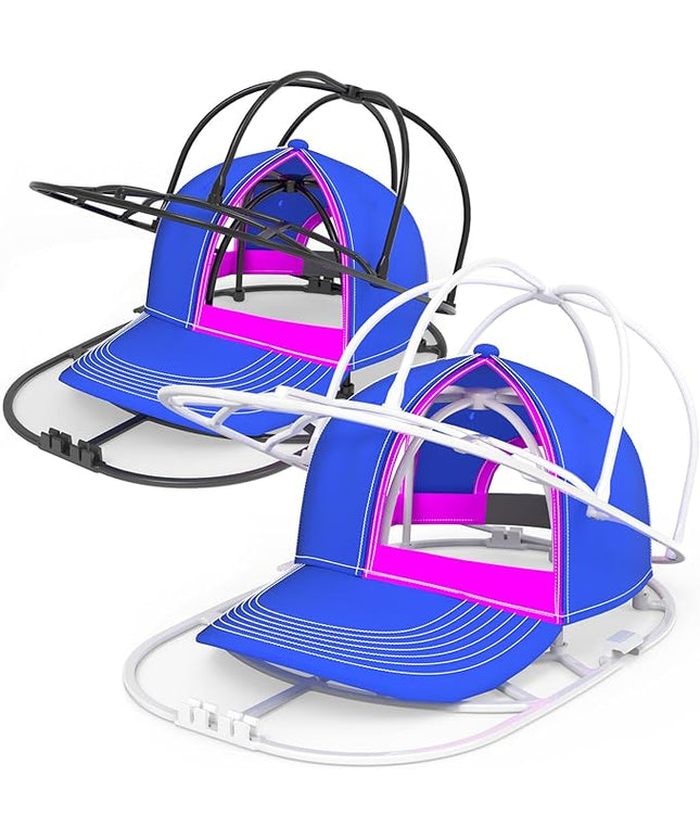 YEENOR Hat Washer Cage for Washing Machine - Baseball Cap Cleaner Rack, Ball Cap Washing, Dishwasher Safe, Perfect for Cleaning and Protecting Hats in Dishwasher (White/Black 2 Pack (Assembly))