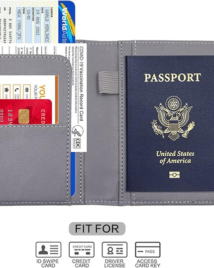 Melsbrinna Premium Leather Passport Holder Covers Case, Waterproof Rfid Blocking Travel Wallet Passport Holder with Pen Holder, Cute Passport Book for Women/Men