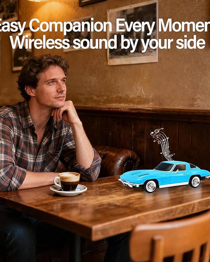 Retro American Style car Bluetooth Speaker, Portable Wireless Outdoor Speaker, TWS Stereo, Support USB/TF/AUX, Party Bluetooth Speaker with Microphone,Classic car Gifts for Men(Blue)