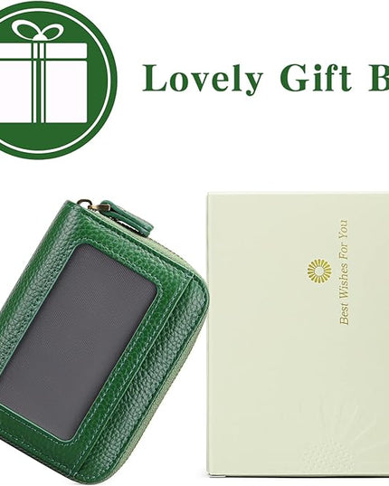 GOIACII Small Genuine Leather Wallet for Women, RFID Blocking Credit Card Holder Wallet
