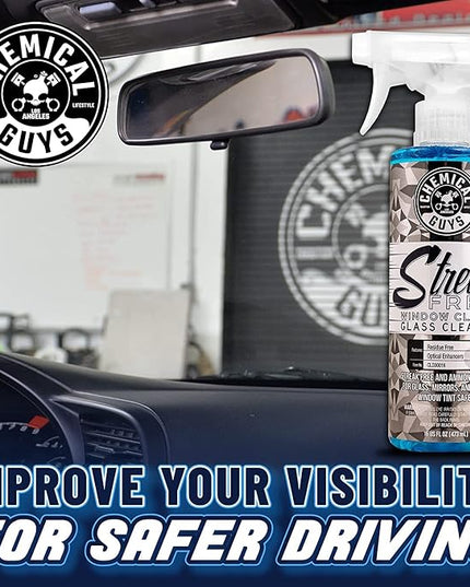 Chemical Guys Glass Cleaner Streak Free Window Spray - Works on Glass, Mirrors, Screens - Ammonia-Free, Safe on Tinted Windows, Car Windshield Cleaner for Trucks, SUVs, Home - 16 oz (Pack of 2)