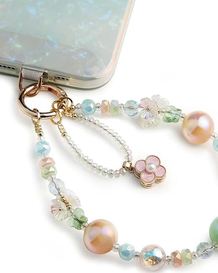 Phone Charm for Women, Anti-Theft Phone Wrist Strap Hands-Free & Beaded Chain, Detachable Cell Phone Lanyard with Tether Tab