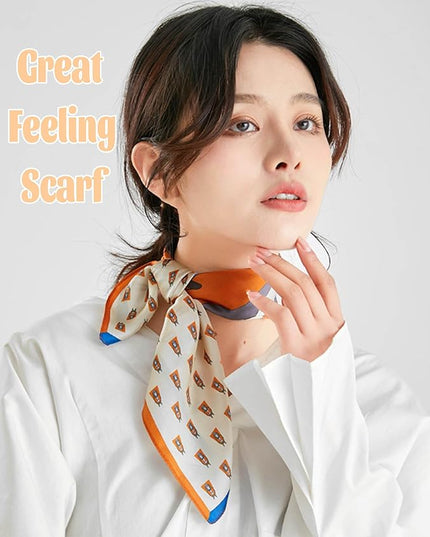 kcctoo 27.5" Mulberry Silk Feeling Head Scarf Women's Fashion Square Neck Satin Scarfs for Bag Hair Scarves Gift