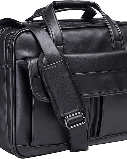 seyfocnia Men's Business Travel Briefcase Leather Handmade Messenger Bags Laptop Bag