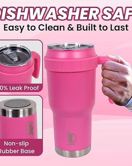 40 Oz Tumbler with Handle & Straw Lid, Insulated Stainless Steel Vacuum Flask, Double Wall Thermal Car Cup for Hot & Cold Drinks, Leak Proof, BPA Free (Light sky Blue)