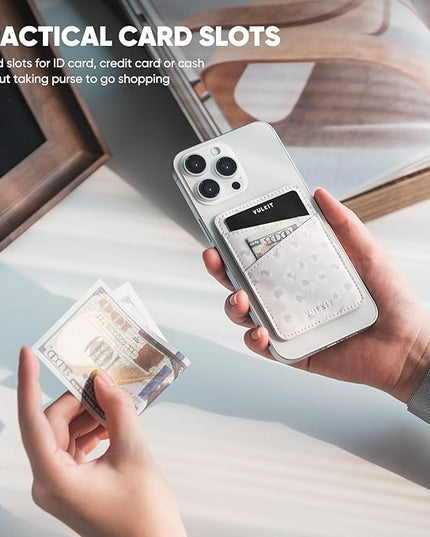 VULKIT Phone Card Holder Wallet Leather Adhesive Pocket RFID Blocking Credit Card Sleeves Stick Back of Phone Smartphones