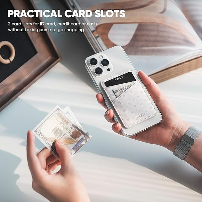 VULKIT Phone Card Holder Wallet Leather Adhesive Pocket RFID Blocking Credit Card Sleeves Stick Back of Phone Smartphones