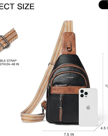 7L Sling Bag For Women Men Backpack Fanny Pack Crossbody Chest Travel Shoulder Belt Bags Purse Handbag PU Leather