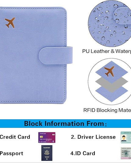 Melsbrinna Premium Leather Passport Holder Covers Case, Waterproof Rfid Blocking Travel Wallet Passport Holder with Pen Holder, Cute Passport Book for Women/Men