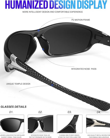 KALIYADI 4 Pack Polarized Sunglasses-Men Sports Sun-glasses: Mens Sunglasses UV Protection for Fishing Driving Cycling
