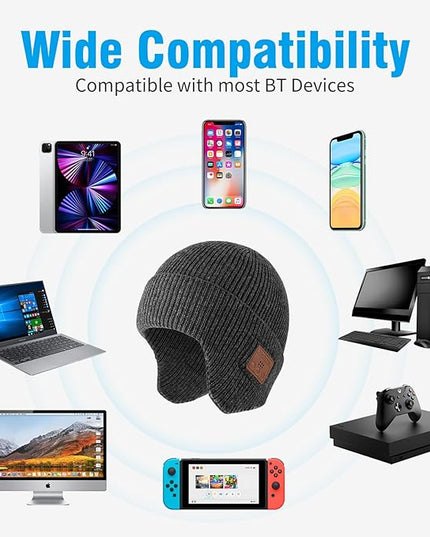 Bluetooth Beanie for Men Women, HD Stereo Sound Beanie with Headphones, Unique Tech Gifts for Men Husband Him Teen