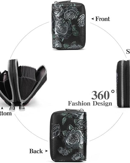 GOIACII Small Genuine Leather Wallet for Women, RFID Blocking Credit Card Holder Wallet