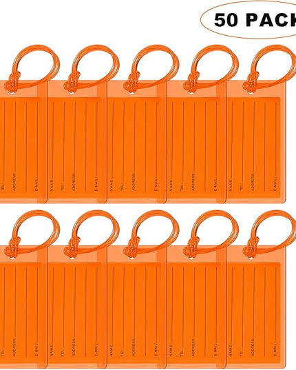 50 Pack Luggage Tags for Suitcases, Airplane Travel Essentials for Flying, International Travel Must Haves, and Luggage Accessories by Sodsay