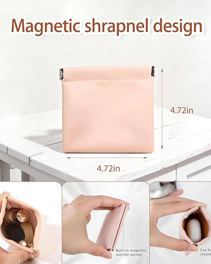 4Pcs Personalized Snap Closure Leather Organizer Pouch,Portable Small Makeup Bag for Women,Coin Purse Lipstick Cosmetics Accessories Organizer,Small Travel Kit Storage Pouch ﻿ (C)