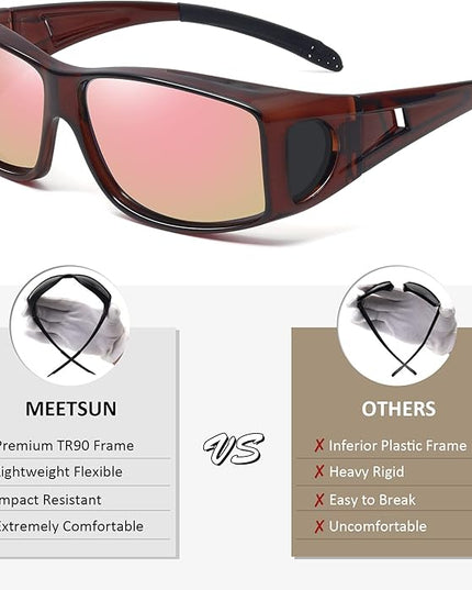 MEETSUN Fit Over Glasses Sunglasses for Men Women,Wrap Around Sunglasses Polarized UV400 Protection