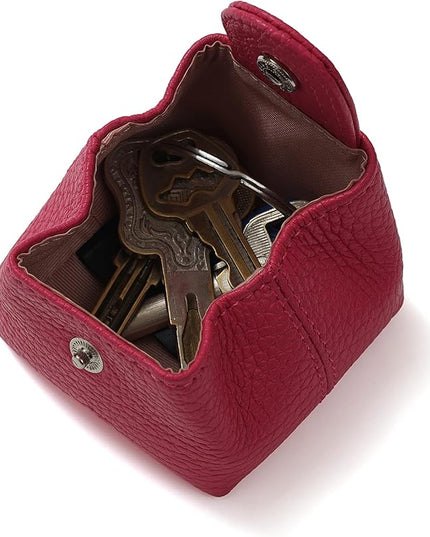 Cockatoo Genuine Leather Coin Pouch Change Holder, Mini Snap Pocket Wallet for Men Women (Fuchsia, Small)