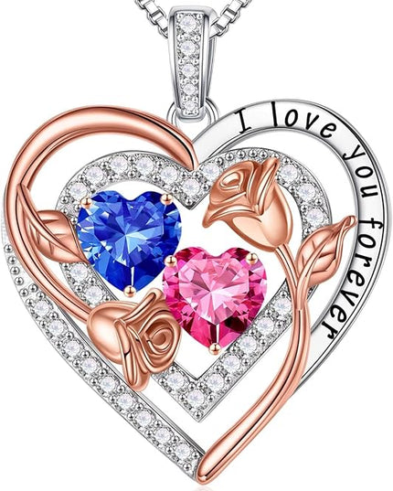 Iefil Christmas Gifts for Women - Sterling Silver Birthstone Necklace Anniversary Birthday Gifts for Her Wife Mom Daughter