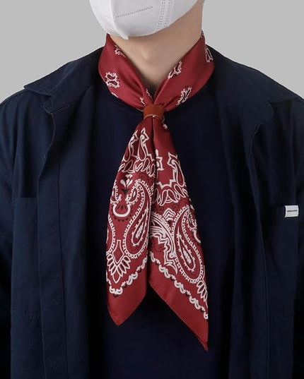27.5 Inches Square Silk Feeling Neck Scarf for Men Necktie Silk Bandanas Pocket Square Cowboy Scarves