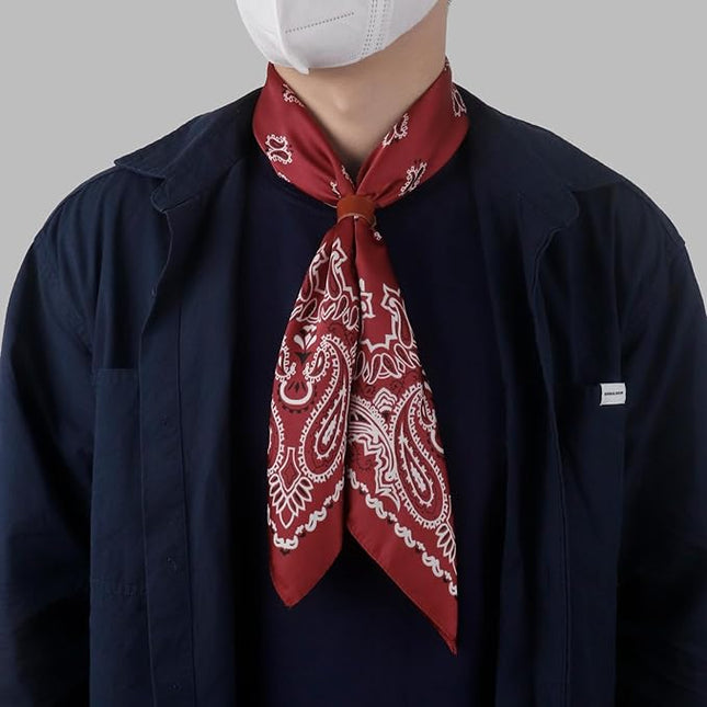 27.5 Inches Square Silk Feeling Neck Scarf for Men Necktie Silk Bandanas Pocket Square Cowboy Scarves
