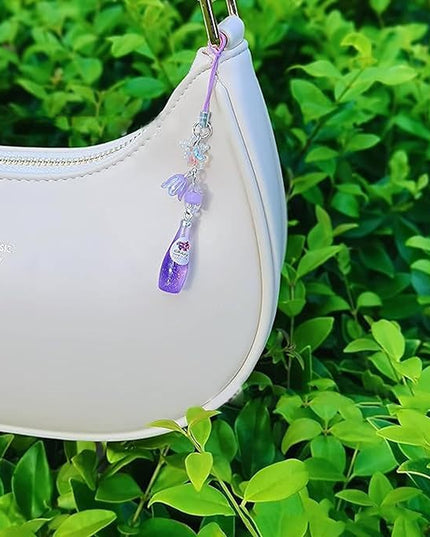 LIANXUE Crystal Bead Water Bottle Charm Pendant Keychain Star Flower Beaded Phone Lanyard Lightweight Backpack Pendant Keyring