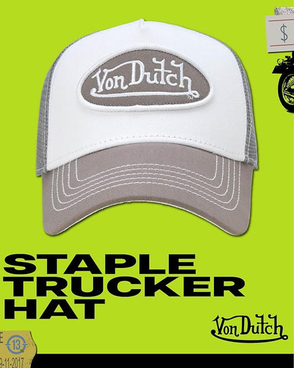 Von Dutch Unisex Trucker Hat - Curved Bill Mesh Back Retro Classic Adjustable Snapback Baseball Cap for Men and Women