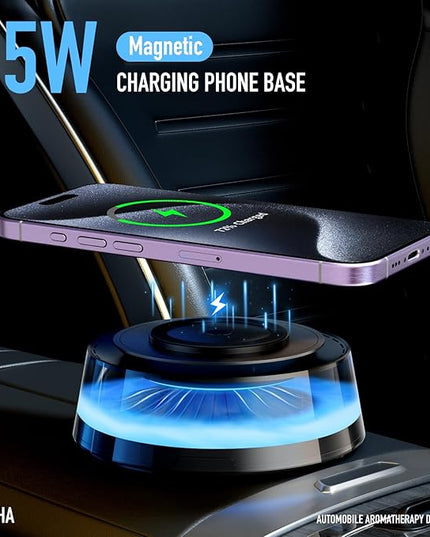 KOSHA Automobile Aroma Diffuser with LED Lights, Portable Car Air Freshener, Phone Base, 800mAh, Essential Oil Diffuser for Car & Home, Non-Slip