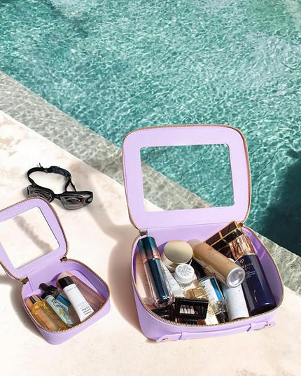 Travel Clear Makeup Bag Set, TSA Approved Cosmetic Bag Case with Zipper Portable Makeup Pouch Toiletry Bag Traveling Cosmetic Organizer Storage Bag Car Organizer Car Essentials