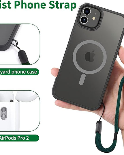 CACOE Phone Lanyard 2 Pack-1× Adjustable Neck Strap,1× Wrist Strap,2× Pads,Universal Crossbody Cell Phone Lanyards,Multifuctional Phone Lanyards Compatible with Most Smartphones(Dark Green)