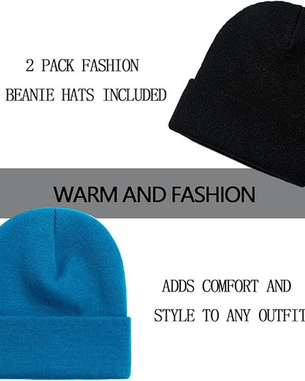 ZOORON 1&2 Pack Beanie for Men Women Slouchy Beanie Hats Winter Knit Caps Soft Ski Hat Unisex