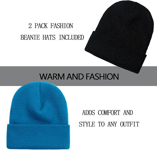 ZOORON 1&2 Pack Beanie for Men Women Slouchy Beanie Hats Winter Knit Caps Soft Ski Hat Unisex