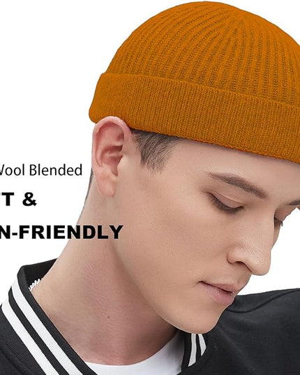 Fisherman Beanie Hats for Men Women,Wool Knit Trawler Skull Cap,Watch Cap,Spring Fall Winter Warm Short Hats