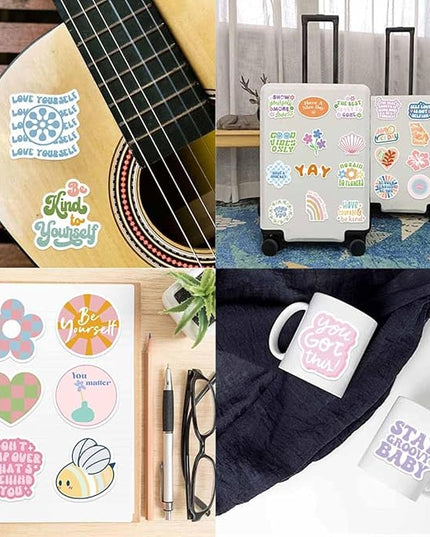 Cute Preppy Stickers Pack for Girls Women Kids 100pcs Vinyl Waterproof Aesthetic Stickers for Water Bottles Laptop Phone Pink Aesthetic Preppy Stuff, Things, Inspirational Positive Motivational Decals