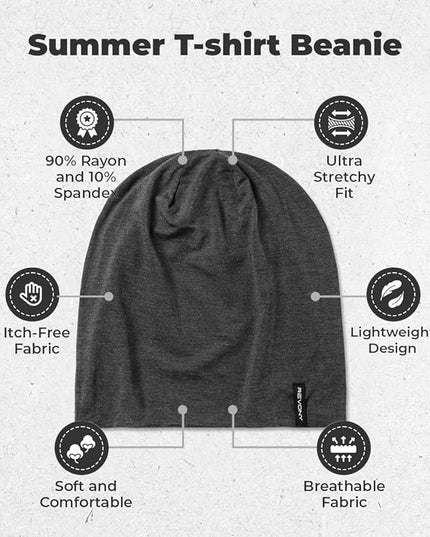 Summer T-Shirt Beanie for Men & Women - Soft Modal - Slouchy Style